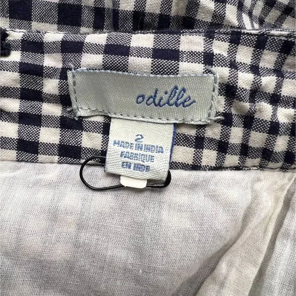 Odille Anthropologie Women’s Blue & cream Plaid Pleated Flared Skirt 2 - Picture 9 of 11